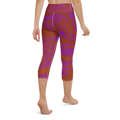 Magenta Marble Yoga Capri Leggings