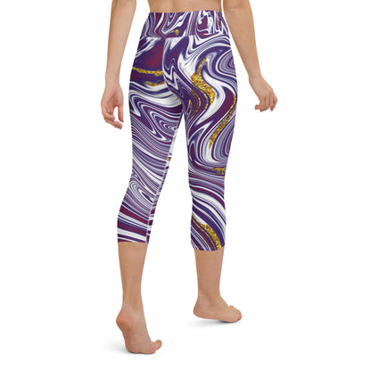 Metallic Marble Yoga Capri Leggings