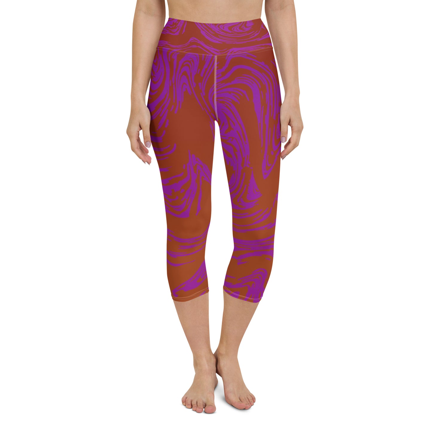 Magenta Marble Yoga Capri Leggings