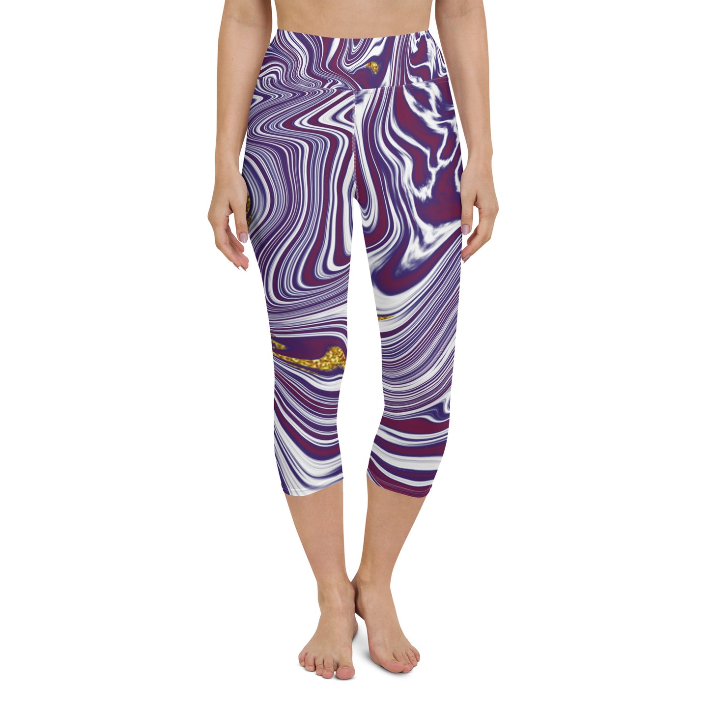 Metallic Marble Yoga Capri Leggings