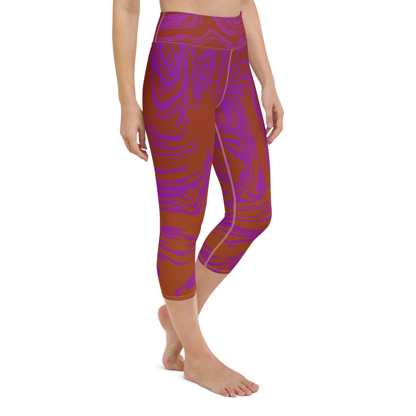 Magenta Marble Yoga Capri Leggings