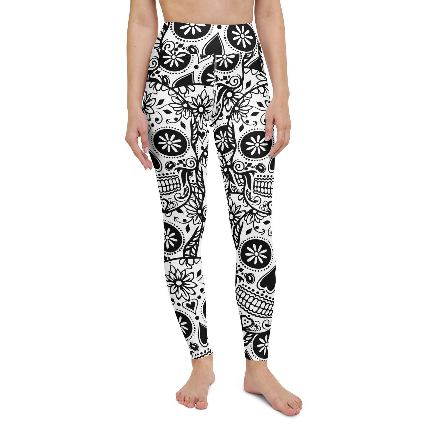 Black and White Skull Yoga Leggings